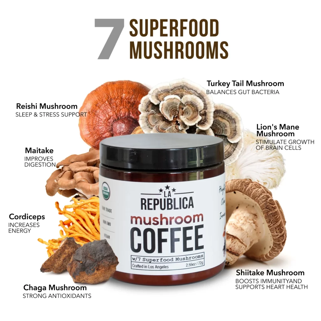 La Republica Superfoods Coffee | lions man mushroom | lions mane capsule | loins mane powder